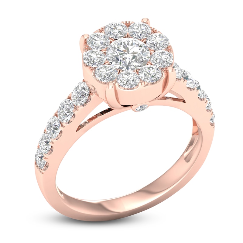 Diamond Engagement Ring 2 ct tw Round 14K Rose Gold