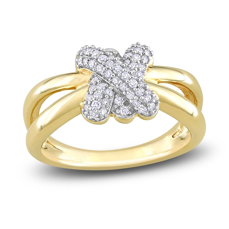 Main Image 1 of Y-Knot Diamond Ring 1/4 ct tw Round 14K Yellow Gold