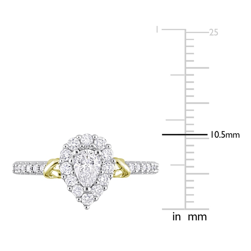 Main Image 4 of Y-Knot Diamond Ring 3/4 ct tw Pear/Round 14K Two-Tone Gold