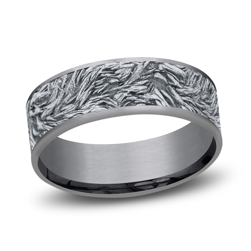 Main Image 1 of Men's Lion's Mane Wedding Band Tantalum/14K White Gold 7.5mm