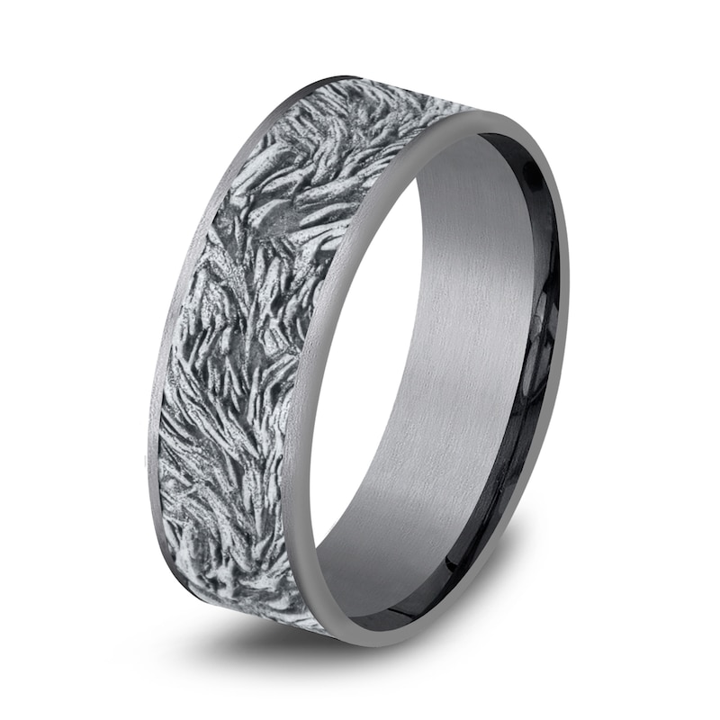 Main Image 2 of Men's Lion's Mane Wedding Band Tantalum/14K White Gold 7.5mm