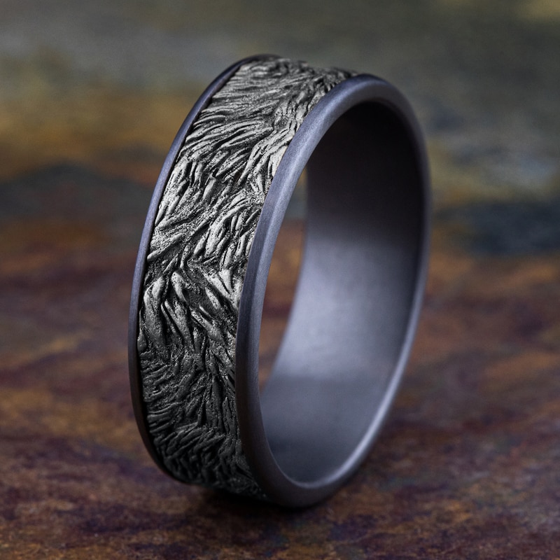 Main Image 4 of Men's Lion's Mane Wedding Band Tantalum/14K White Gold 7.5mm