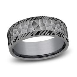Hammered Woodgrain Wedding Band Tantalum 8.0mm