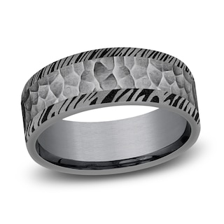 Hammered Woodgrain Wedding Band Tantalum 8.0mm