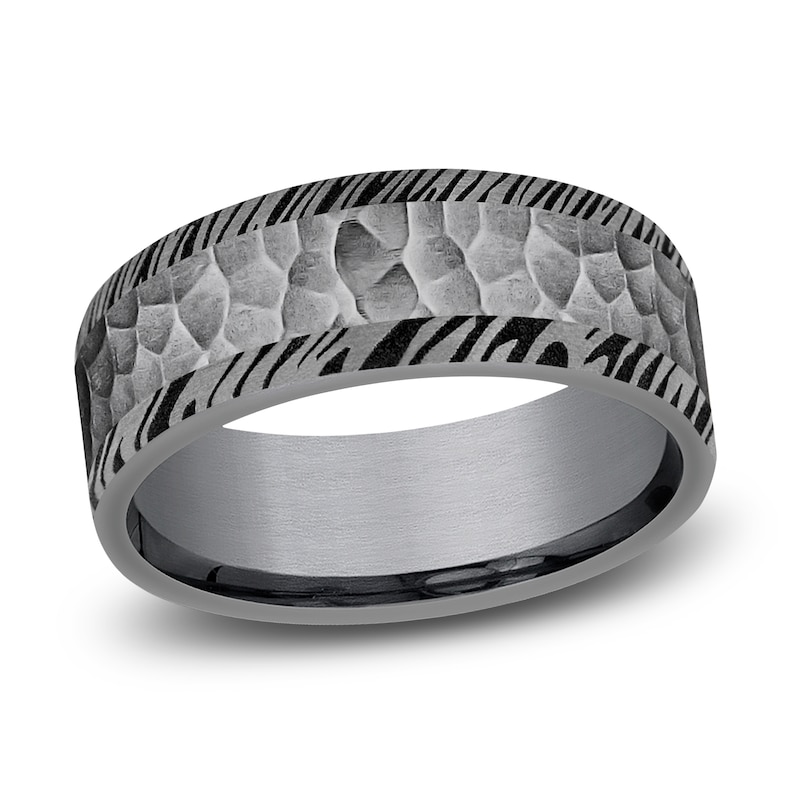 Hammered Woodgrain Wedding Band Tantalum 8.0mm