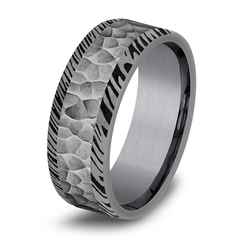 Main Image 2 of Hammered Woodgrain Wedding Band Tantalum 8.0mm