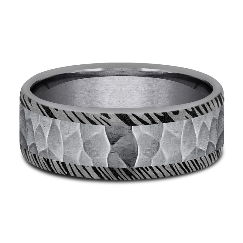 Main Image 3 of Hammered Woodgrain Wedding Band Tantalum 8.0mm