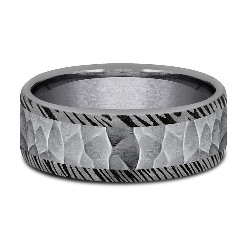 Hammered Woodgrain Wedding Band Tantalum 8.0mm