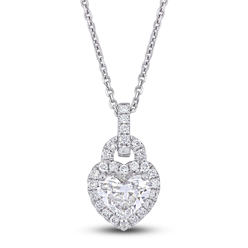 Main Image 1 of Diamond Heart Pendant Necklace 1-1/4 ct tw Round 14K White Gold 16"