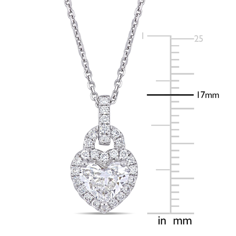 Main Image 2 of Diamond Heart Pendant Necklace 1-1/4 ct tw Round 14K White Gold 16"
