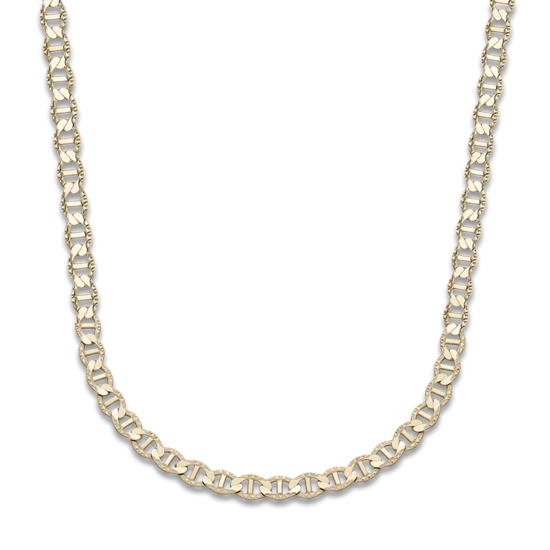 Main Image 1 of LUSSO by Italia D'Oro Men's Solid Diamond-Cut Valentino Chain Necklace 14K Yellow Gold 24"