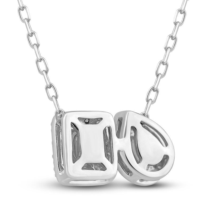 Main Image 3 of Diamond Pendant Necklace 1/2 ct tw Pear/Emerald/Round 14K White Gold 18"