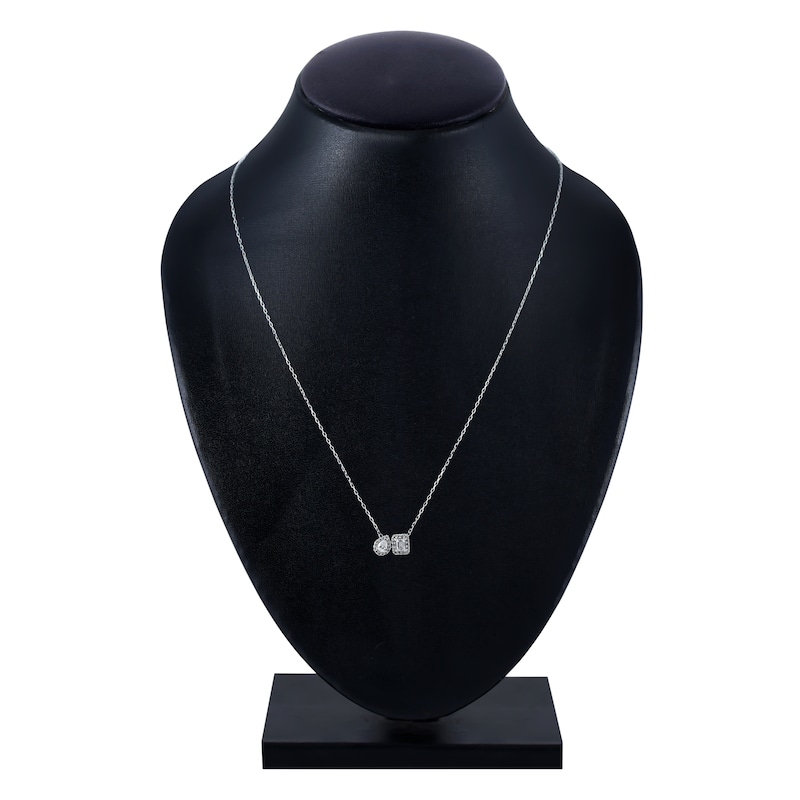 Main Image 4 of Diamond Pendant Necklace 1/2 ct tw Pear/Emerald/Round 14K White Gold 18"