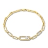 Thumbnail Image 1 of Freshwater Cultured Pearl Clip Bracelet 1/4 ct tw Diamonds 14K Yellow Gold 7.25"