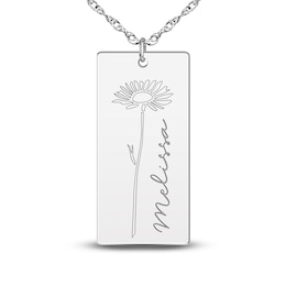Personalized High-Polish Flower Pendant Necklace 14K White Gold 18"