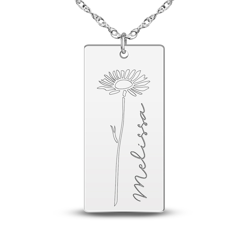 Main Image 1 of Personalized High-Polish Flower Pendant Necklace 14K White Gold 18"