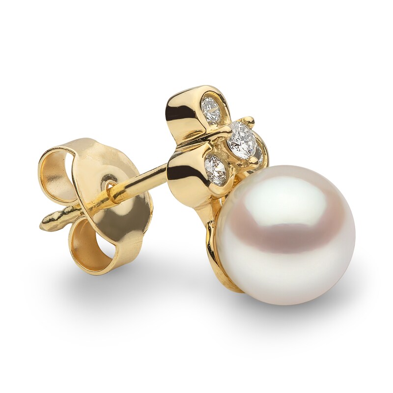 Main Image 3 of Yoko London Freshwater Cultured Pearl Earrings 1/6 ct tw Diamonds 18K Yellow Gold
