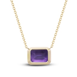 Natural Amethyst Necklace 1/20 ct tw Round 14K Yellow Gold 18"