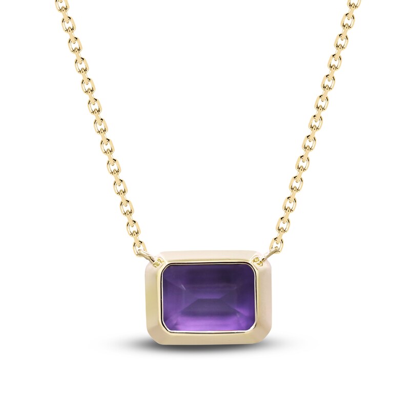 Main Image 1 of Natural Amethyst Necklace 1/20 ct tw Round 14K Yellow Gold 18"