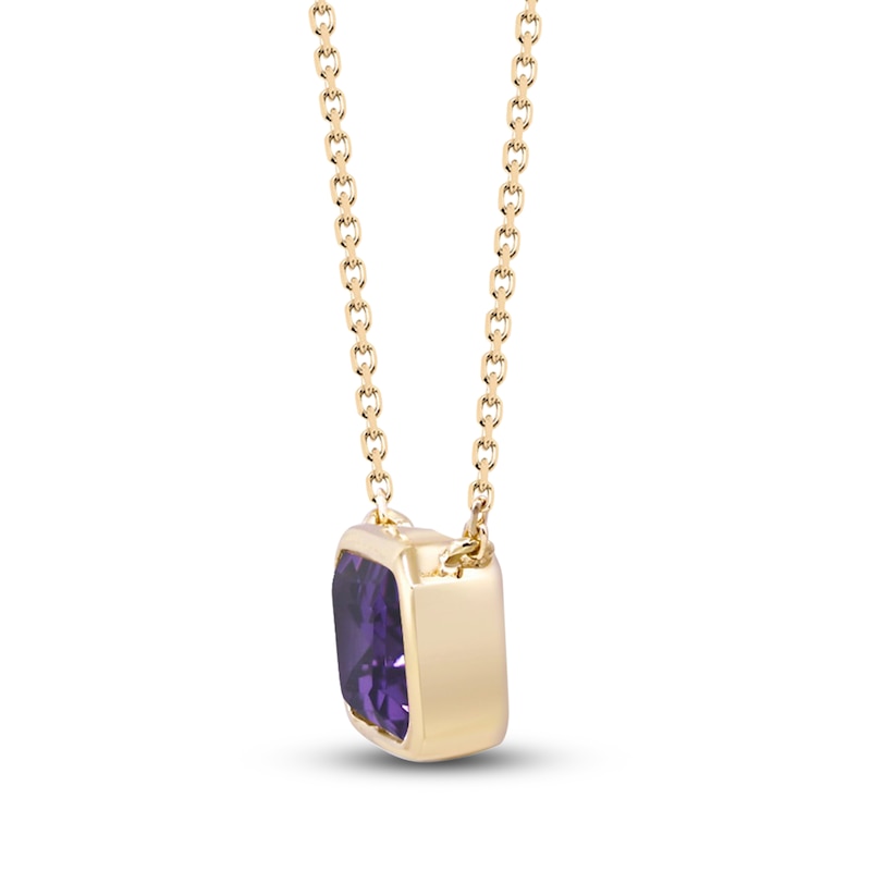 Main Image 2 of Natural Amethyst Necklace 1/20 ct tw Round 14K Yellow Gold 18"