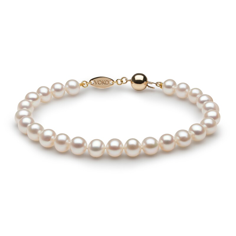 Main Image 1 of Yoko London White Freshwater Cultured Pearl Bracelet 18K Yellow Gold 7.5"