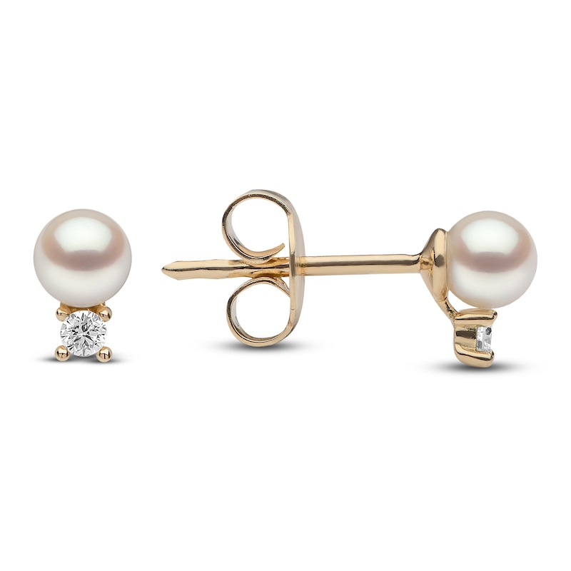 Yoko London Freshwater Cultured Pearl Earrings 1/20 ct tw Diamonds 18K Yellow Gold