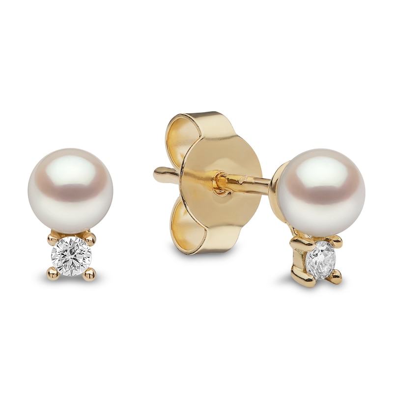 Yoko London Freshwater Cultured Pearl Earrings 1/20 ct tw Diamonds 18K Yellow Gold