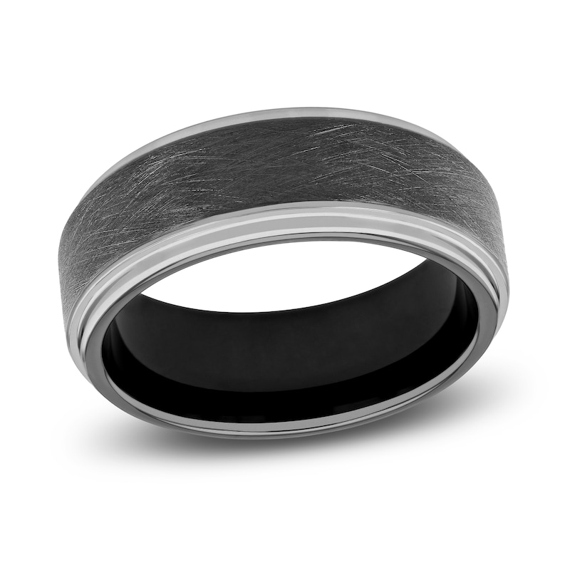 Men's Wedding Band Black Ion-Plated Tungsten 8.0mm