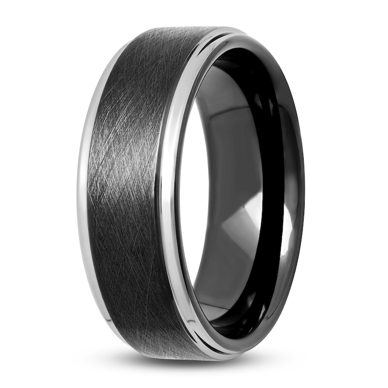 Men's Wedding Band Black Ion-Plated Tungsten 8.0mm