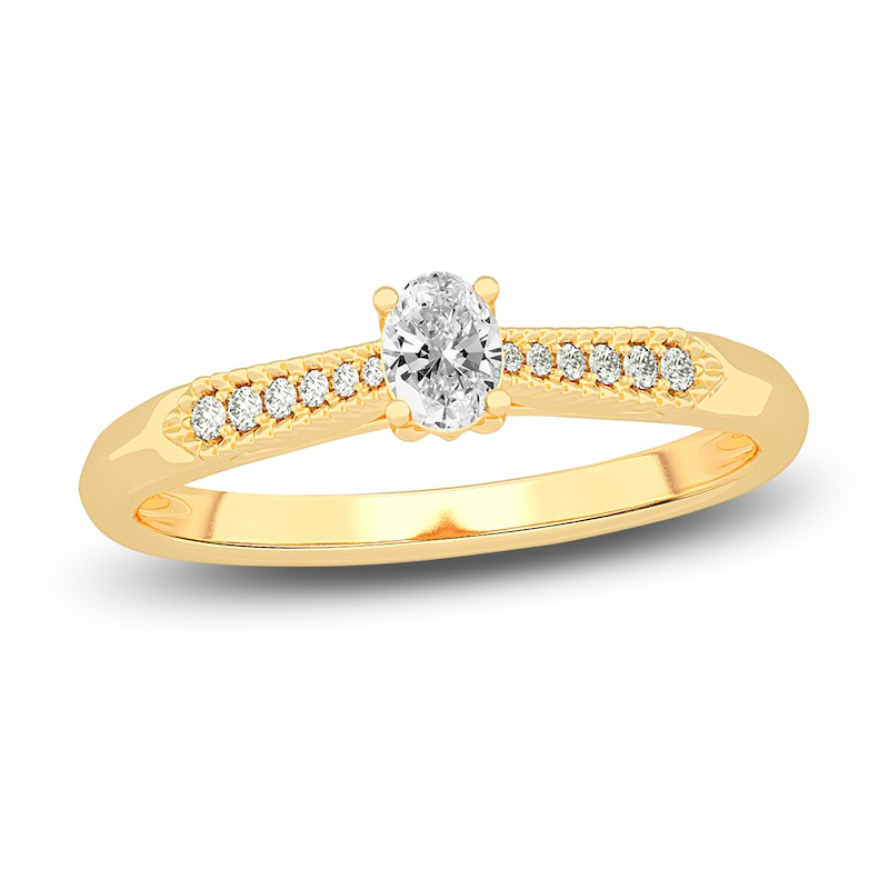 Main Image 1 of Diamond Promise Ring 1/4 ct tw Oval/Round 14K Yellow Gold