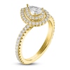 Thumbnail Image 2 of Pear & Round-Cut Diamond Double Halo Engagement Ring 7/8 ct tw 14K Yellow Gold