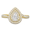 Thumbnail Image 3 of Pear & Round-Cut Diamond Double Halo Engagement Ring 7/8 ct tw 14K Yellow Gold