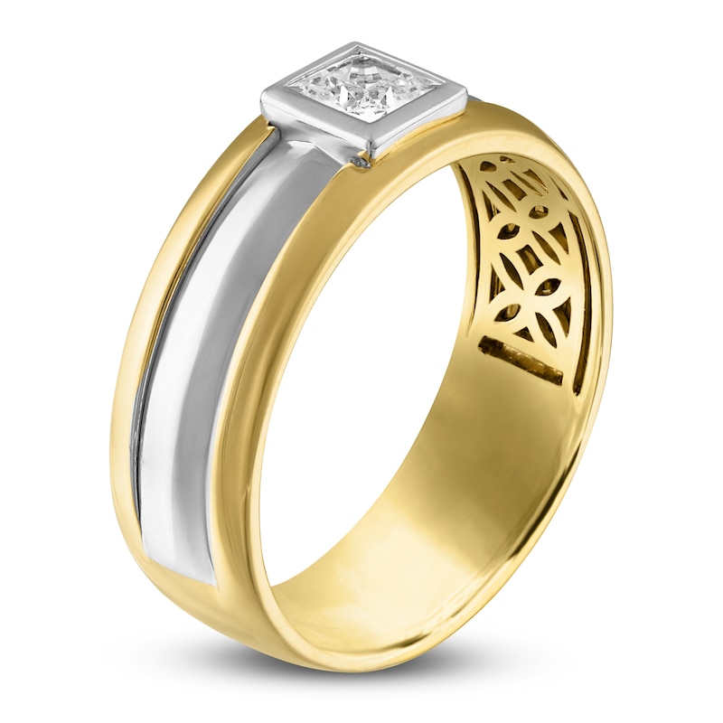 Main Image 2 of Princess-Cut Diamond Solitaire Ring 1/2 ct tw 14K Two-Tone Gold 7.2mm