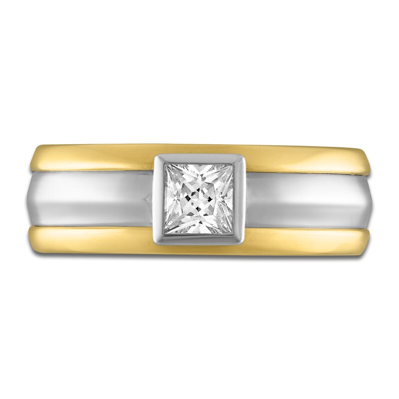 Main Image 3 of Princess-Cut Diamond Solitaire Ring 1/2 ct tw 14K Two-Tone Gold 7.2mm