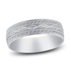 Thumbnail Image 1 of Men's Tribal Milgrain Wedding Band 14K White Gold 6mm