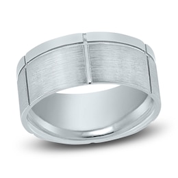 Machine-Cut Wedding Band 14K White Gold 9mm