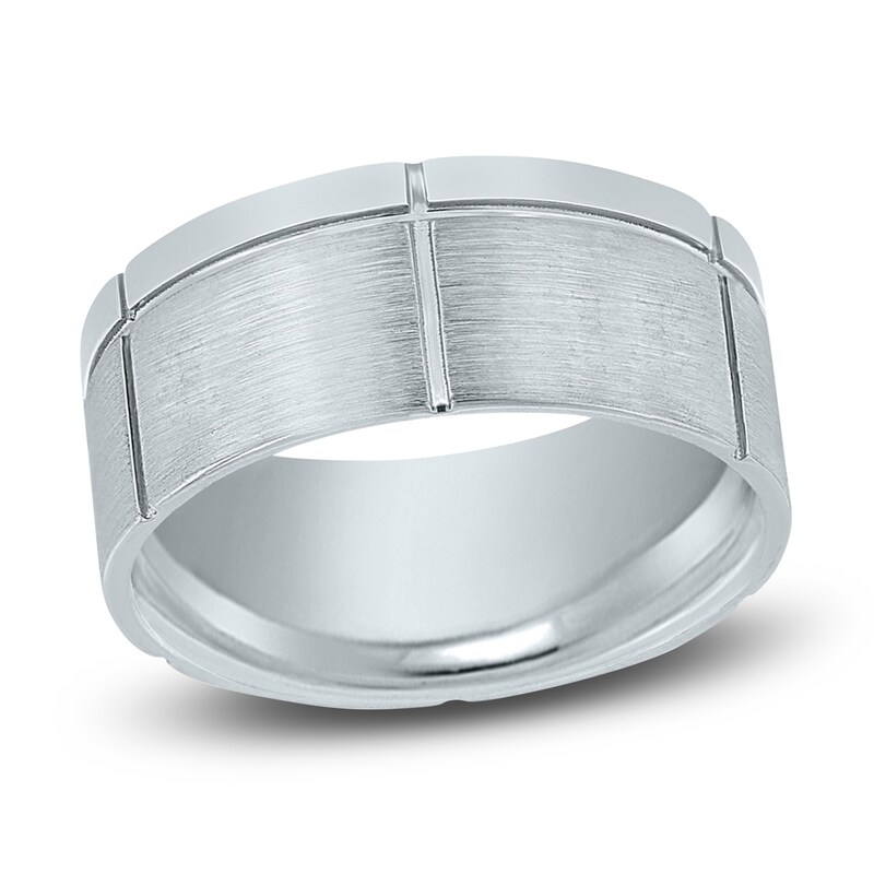 Main Image 1 of Machine-Cut Wedding Band 14K White Gold 9mm
