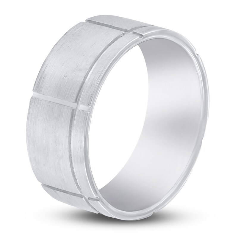 Main Image 2 of Machine-Cut Wedding Band 14K White Gold 9mm