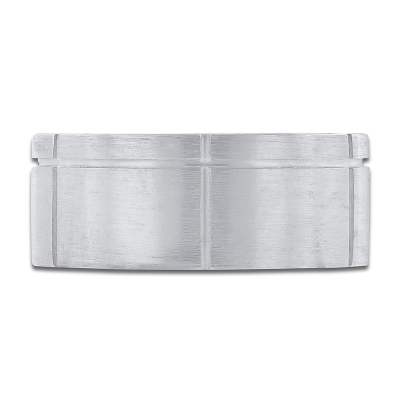 Main Image 3 of Machine-Cut Wedding Band 14K White Gold 9mm