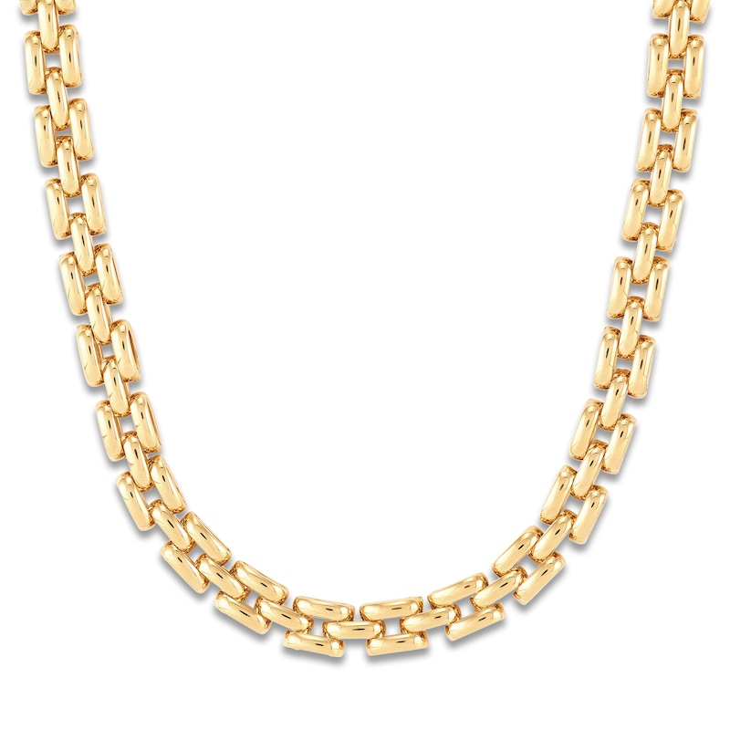 Main Image 1 of Italia D'Oro Panther Link Chain Necklace 14K Yellow Gold 17.5"