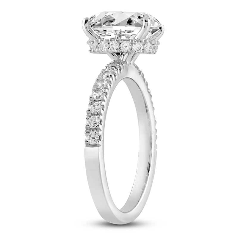 Main Image 2 of Oval-Cut Lab-Grown Diamond Hidden Halo Engagement Ring 2-1/2 ct tw 14K White Gold