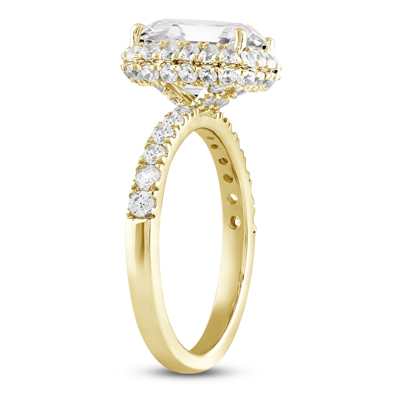 Main Image 2 of Lab-Grown Emerald & Round Diamond Engagement Ring 4 ct tw 14K Yellow Gold