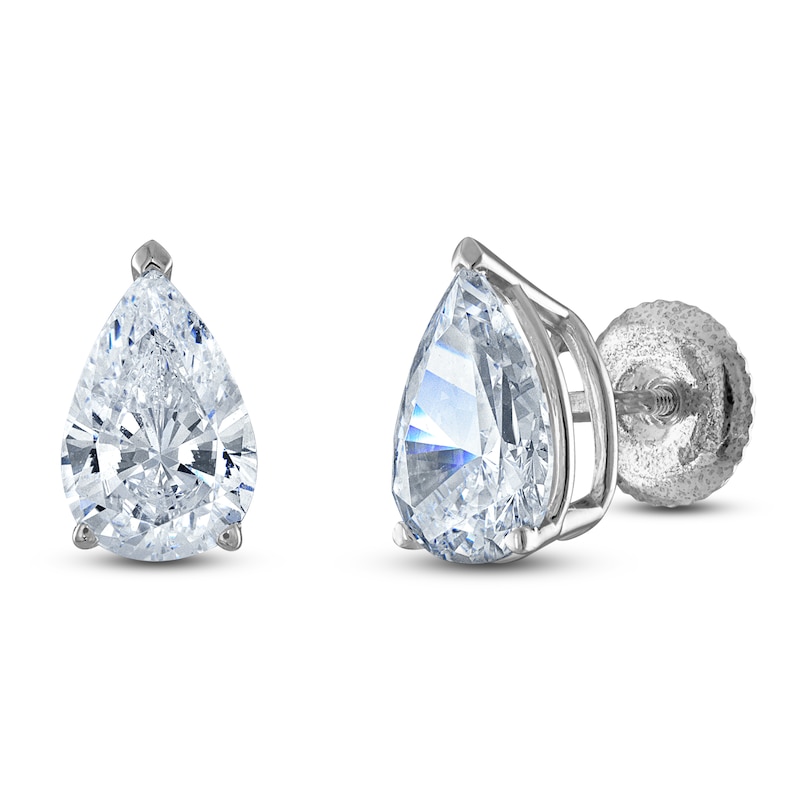 Main Image 2 of Pear-Shaped Lab-Created Diamond Solitaire Stud Earrings 5 ct tw 14K White Gold (F/SI2)