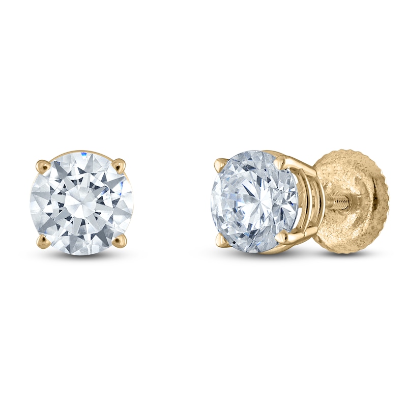 Main Image 2 of Round-Cut Diamond Solitaire Stud Earrings 1-3/8 ct tw 14K Yellow Gold (I/I2)