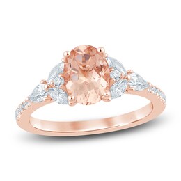 Brilliant Moments Oval-Cut Natural Morganite & Diamond Engagement Ring 1/2 ct tw 14K Rose Gold