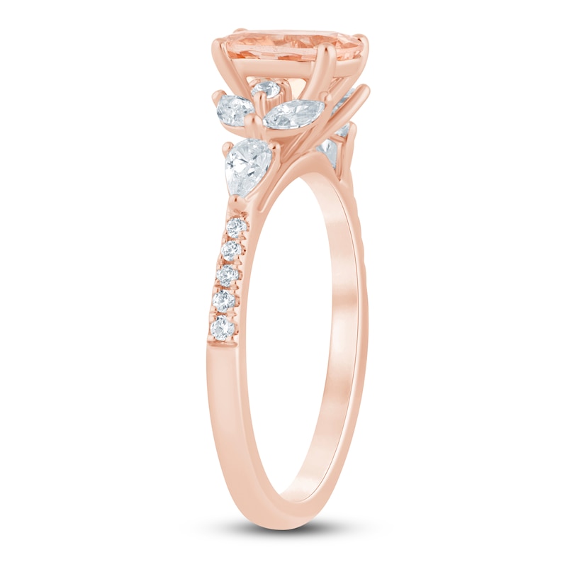 Main Image 2 of Brilliant Moments Oval-Cut Natural Morganite & Diamond Engagement Ring 1/2 ct tw 14K Rose Gold