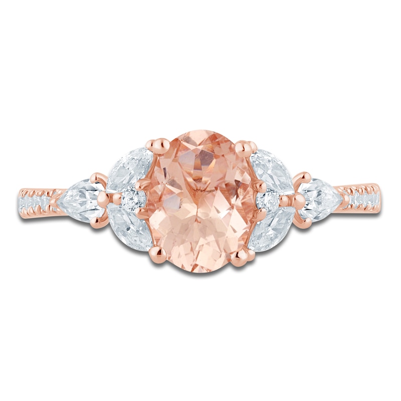 Main Image 3 of Brilliant Moments Oval-Cut Natural Morganite & Diamond Engagement Ring 1/2 ct tw 14K Rose Gold