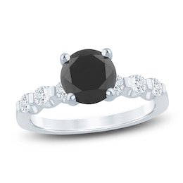Brilliant Moments Round-Cut Black & White Diamond Engagement Ring 2-3/8 ct tw 14K White Gold