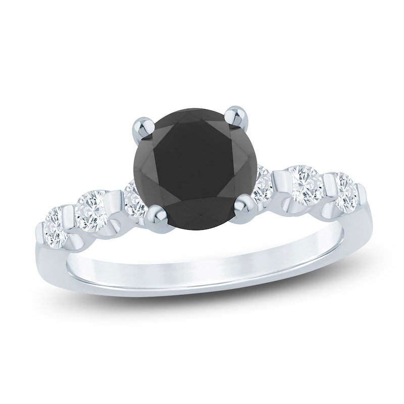 Brilliant Moments Round-Cut Black & White Diamond Engagement Ring 2-3/8 ct tw 14K White Gold