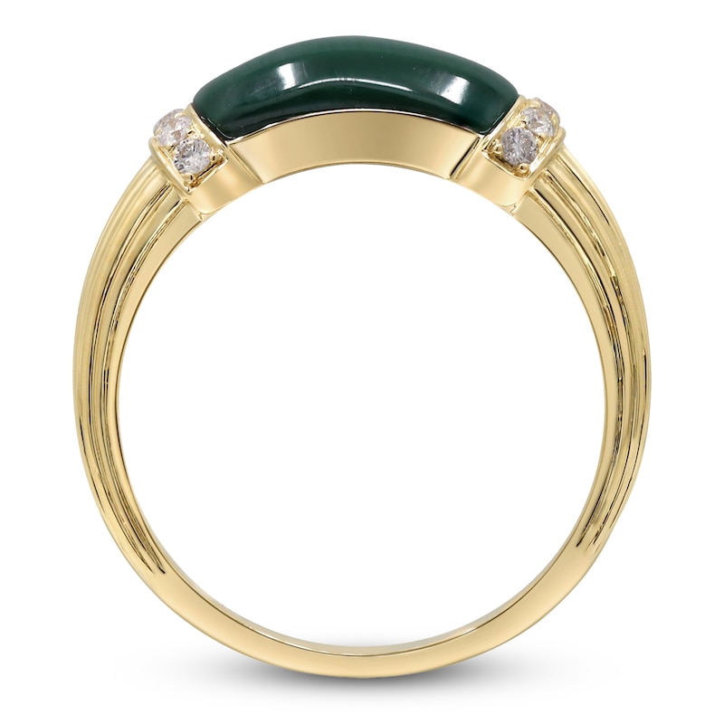 Main Image 4 of Natural Malachite & Diamond Ring 1/8 ct tw 14K Yellow Gold